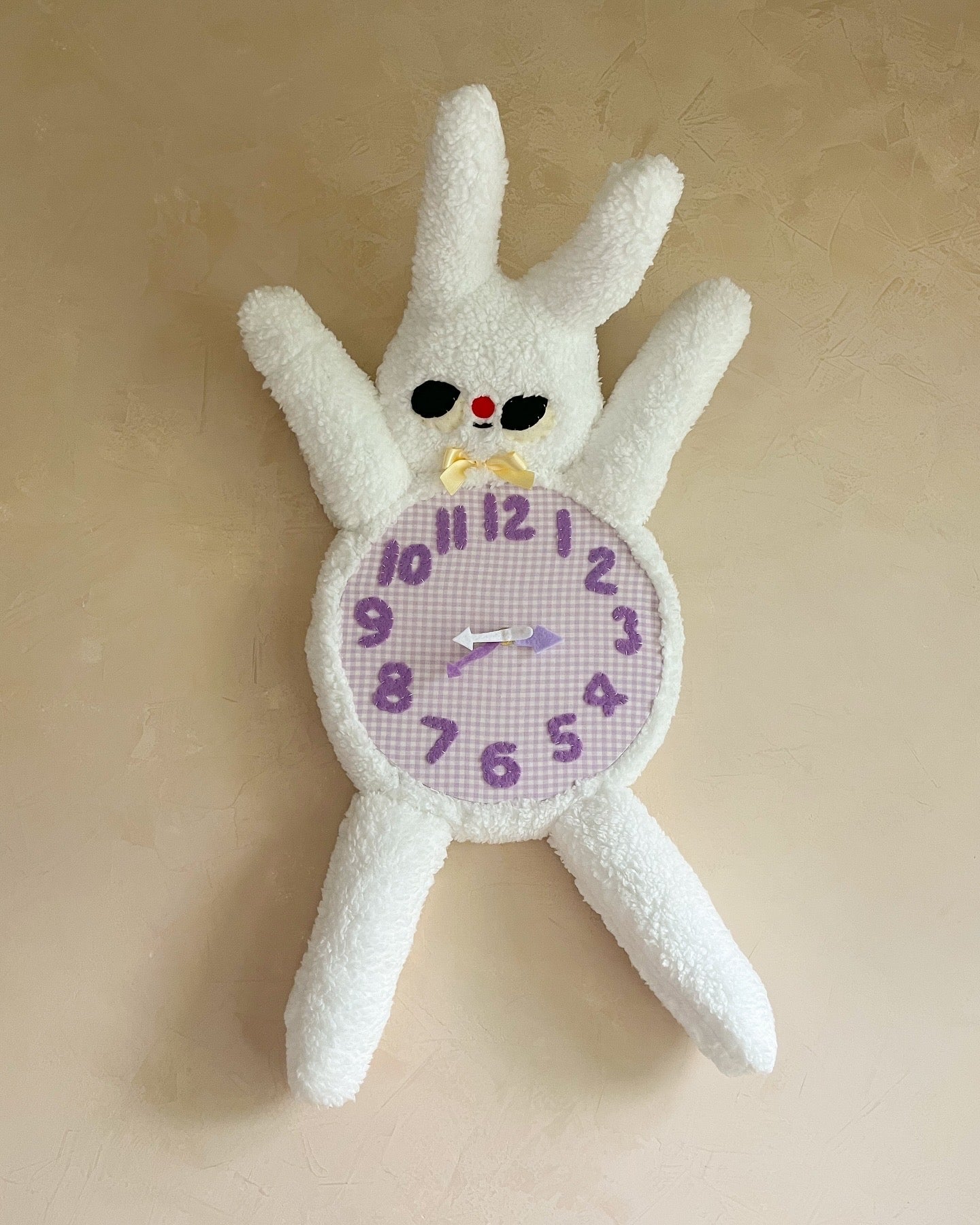 Fuzzy Bunny Plushie Friend Clock