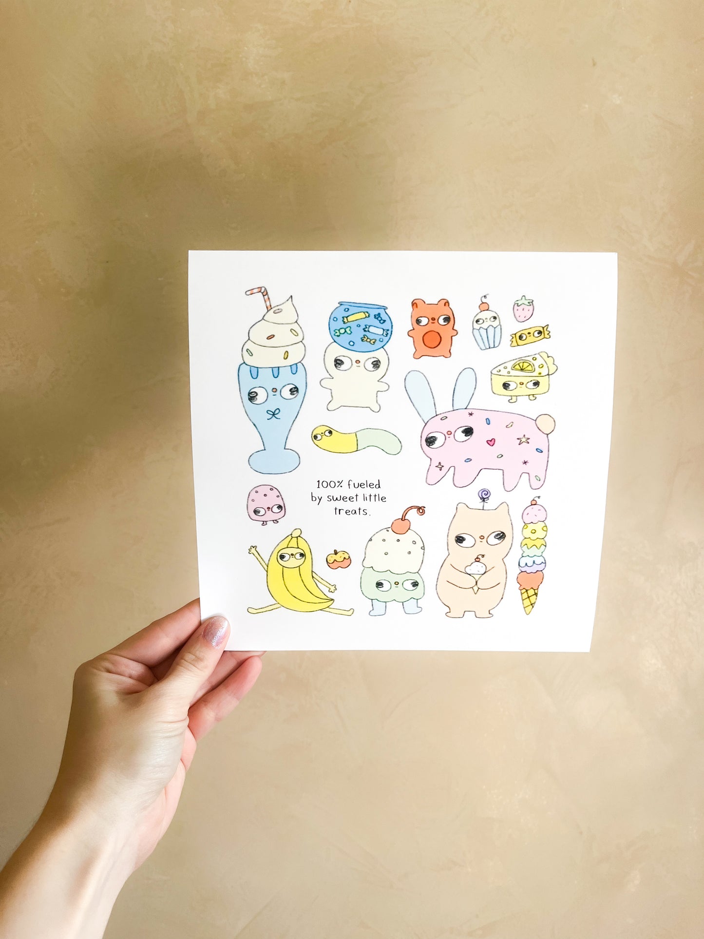 "100% fueled by sweet little treats." Art Print