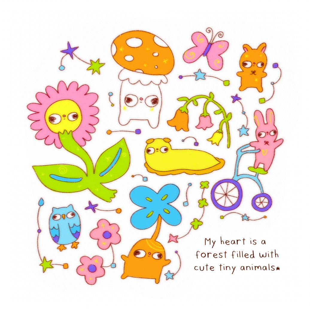 "My heart is a forest filled with cute tiny animals" Art Print