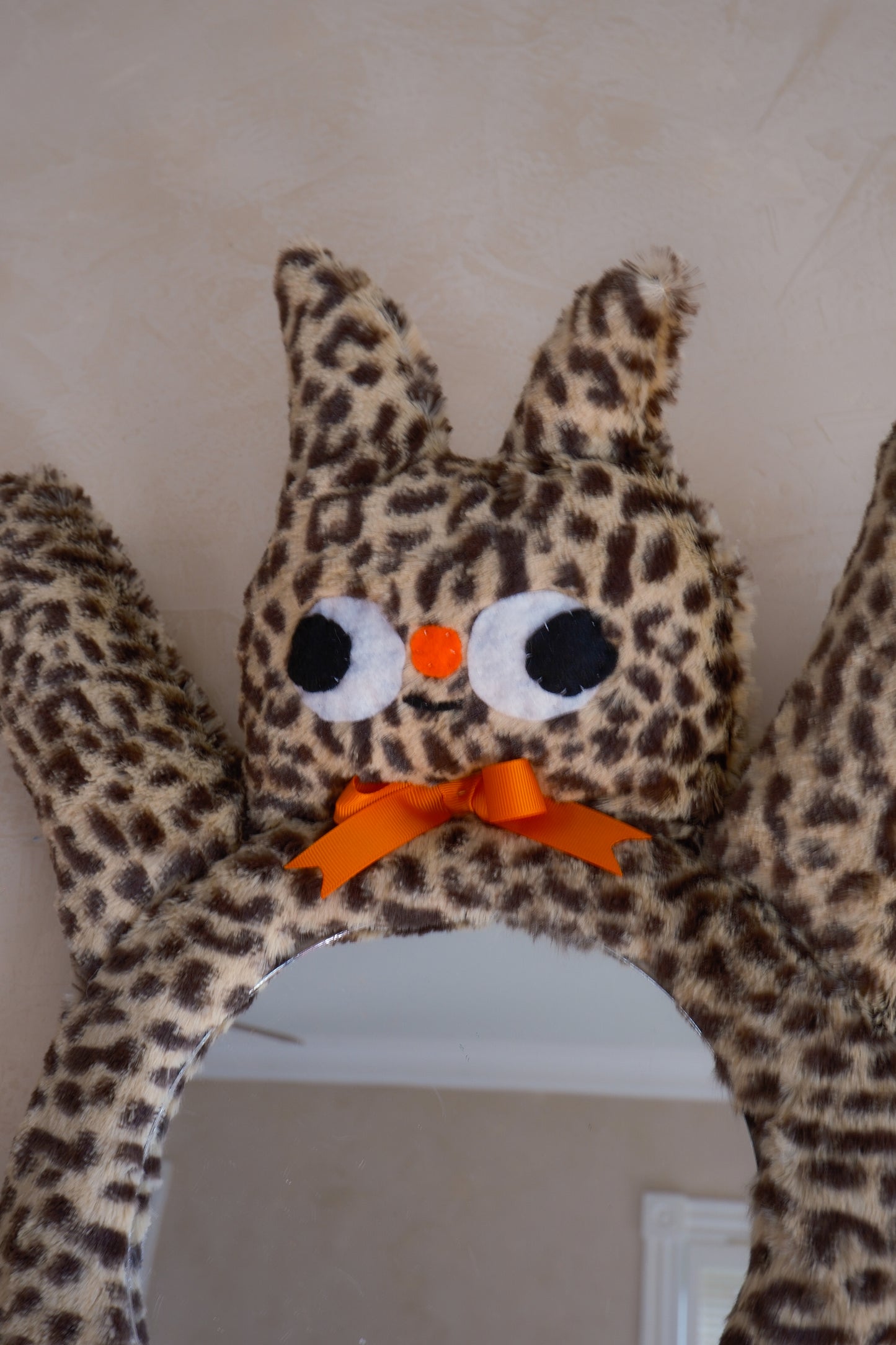 Cheetah with Clementine Orange Bow • Clunky Picnic Plush Mirror