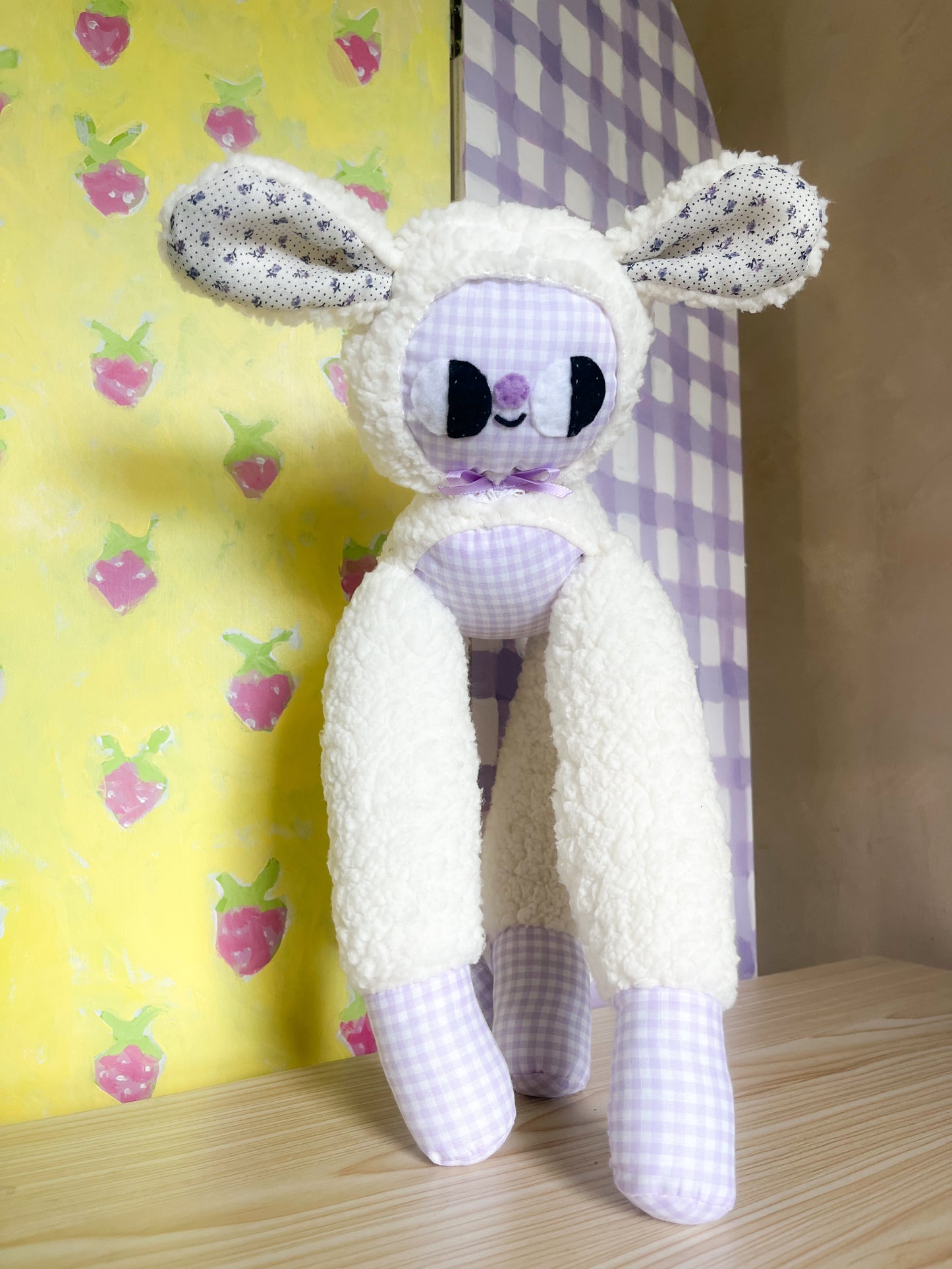 Lavender Gingham Leggie Lamb - Clunky Plush Collectible