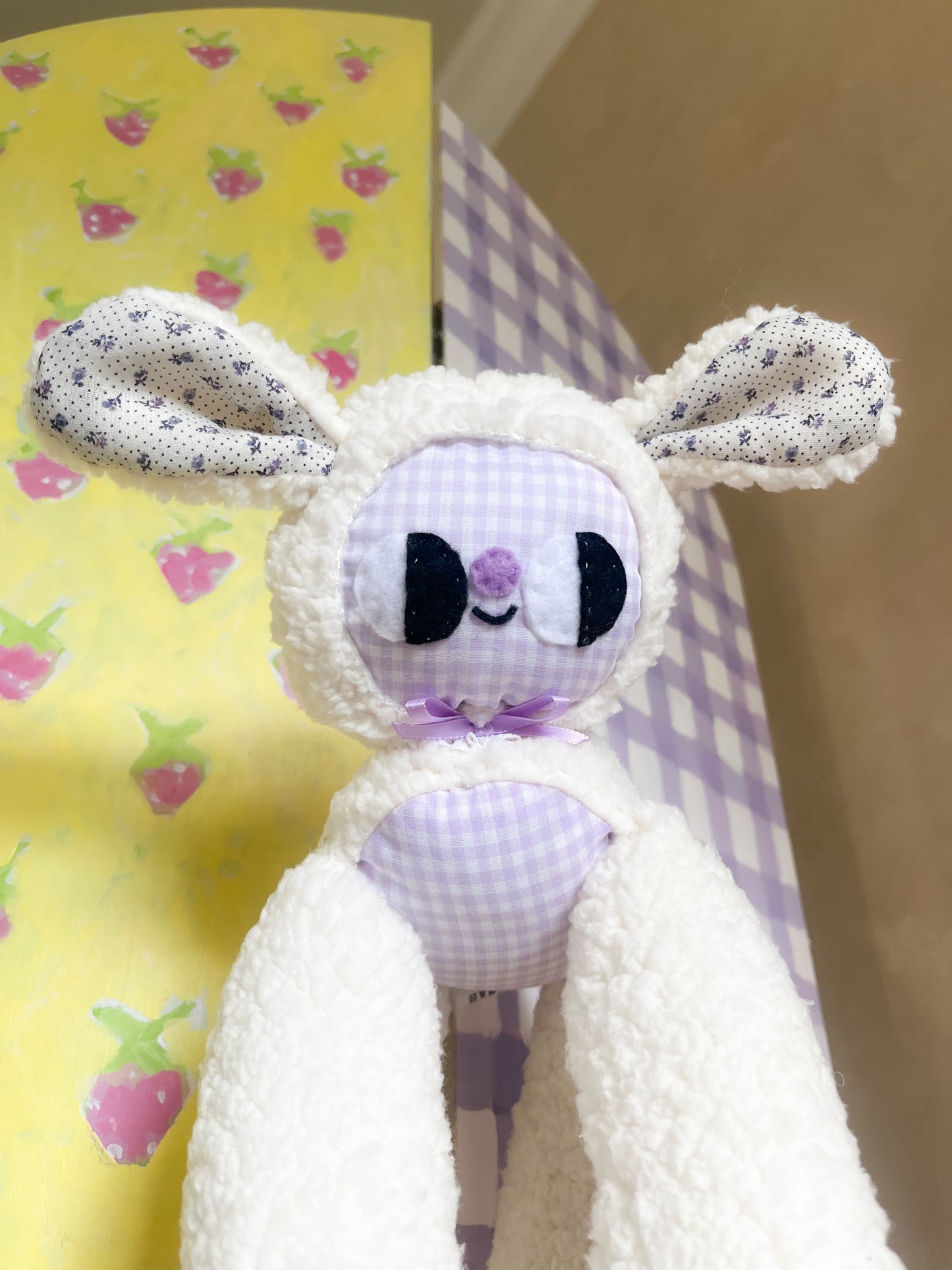 Lavender Gingham Leggie Lamb - Clunky Plush Collectible