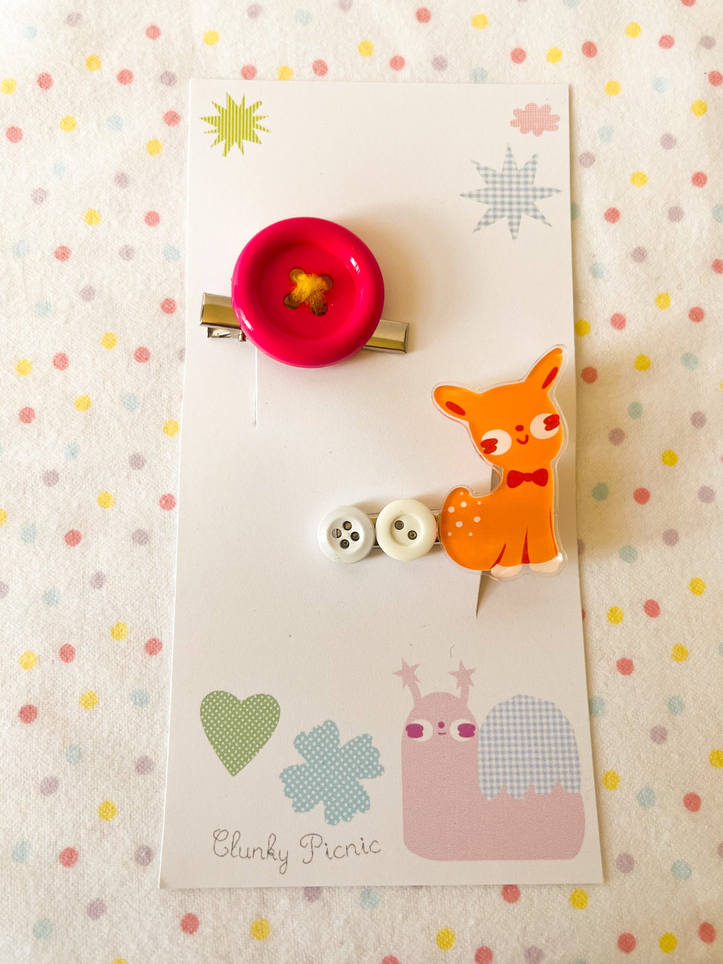 Doe Deer & Buttons - #1 Hair Clip Set