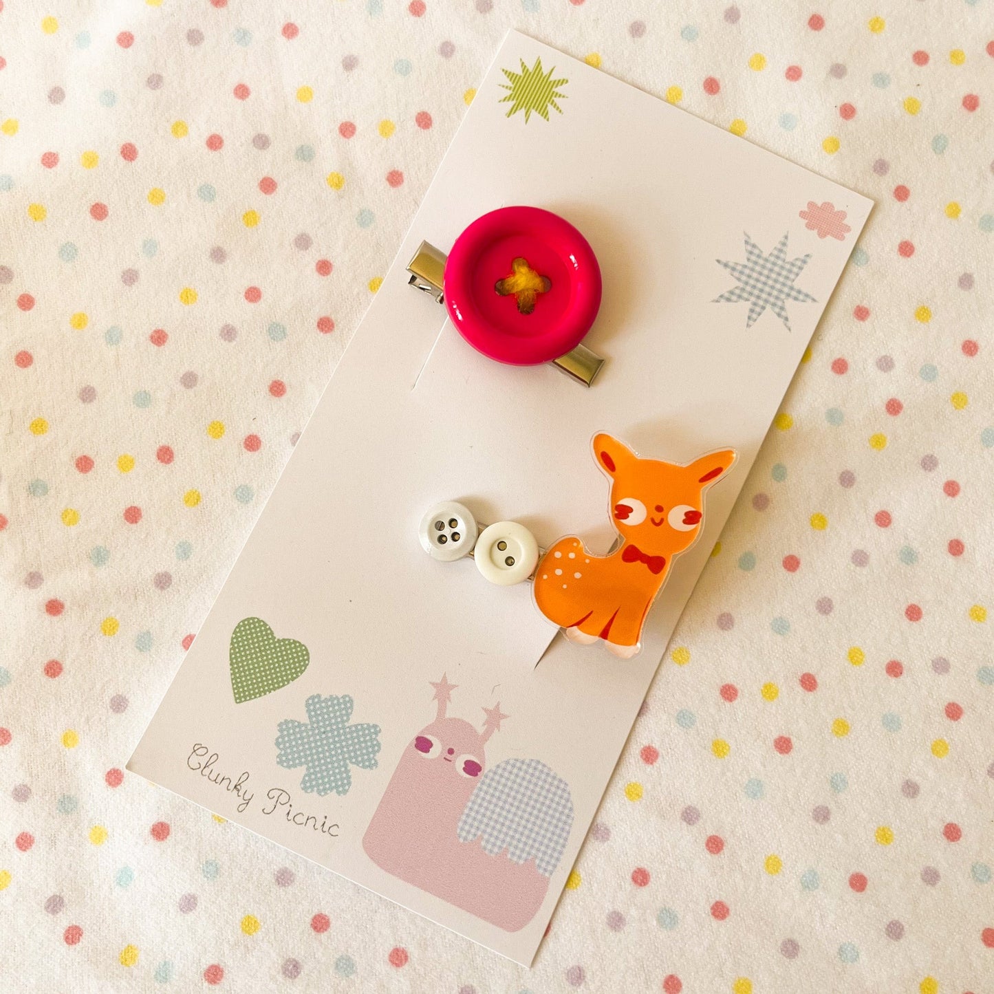 Doe Deer & Buttons - #1 Hair Clip Set