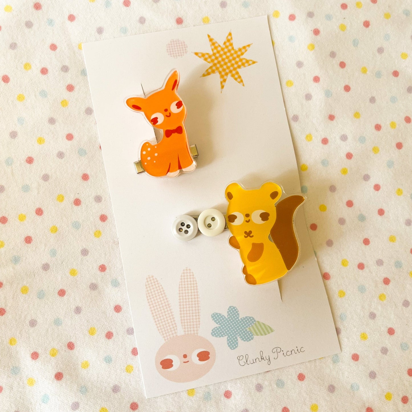 Squirrel & Deer - #5 Hair Clip Set