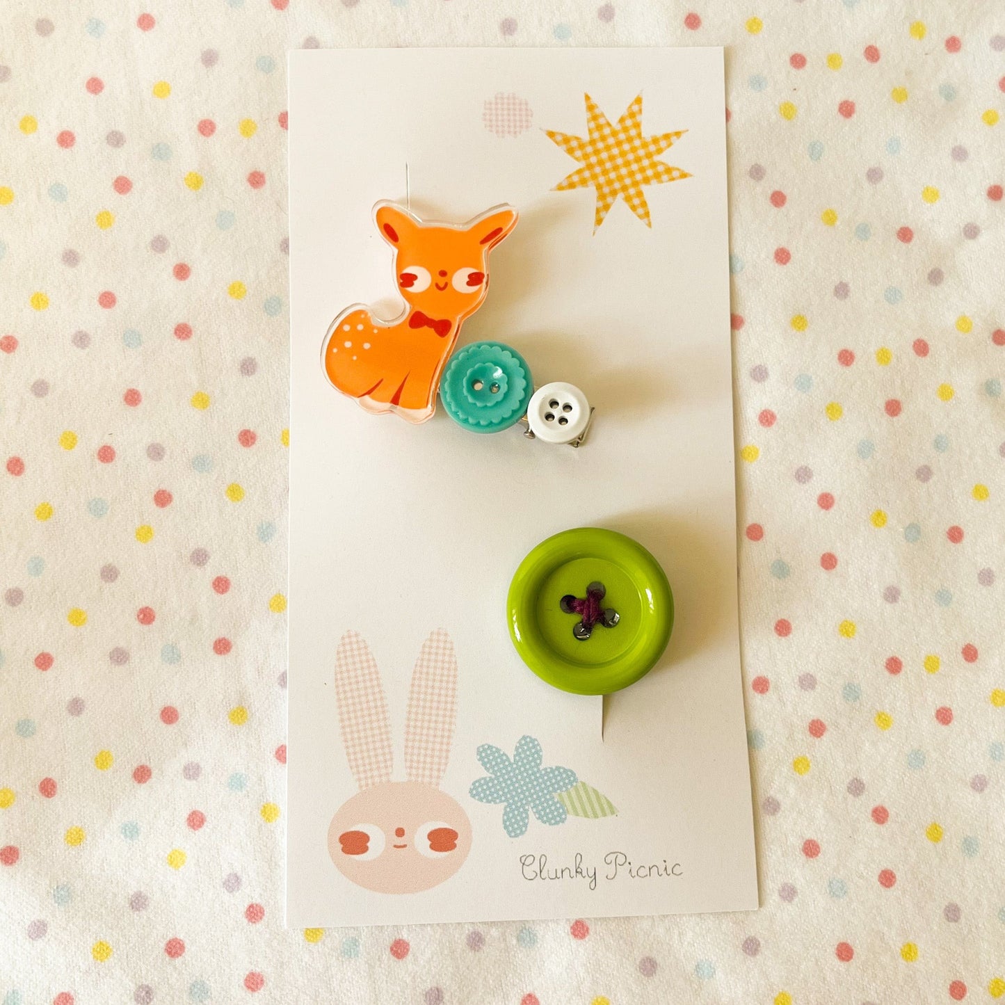Doe Deer & Button - #8 Hair Clip Set