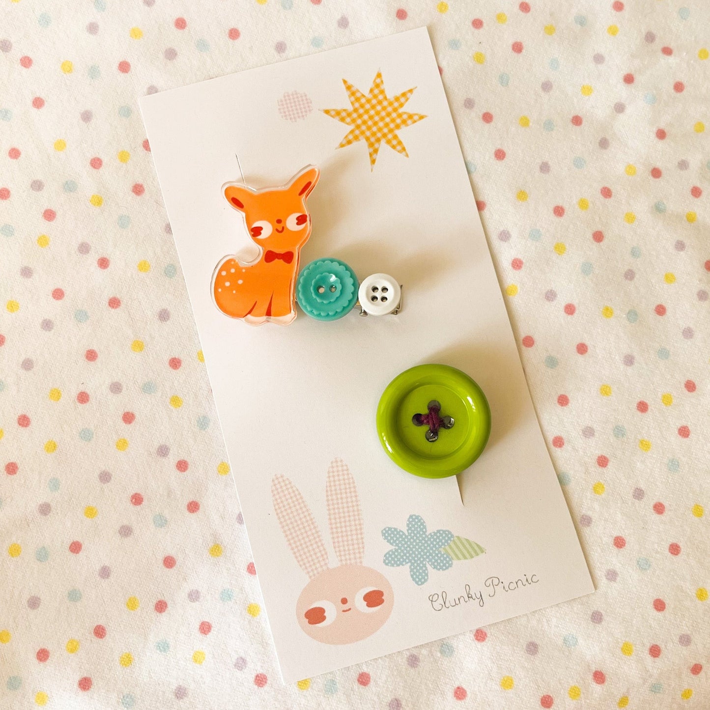 Doe Deer & Button - #8 Hair Clip Set