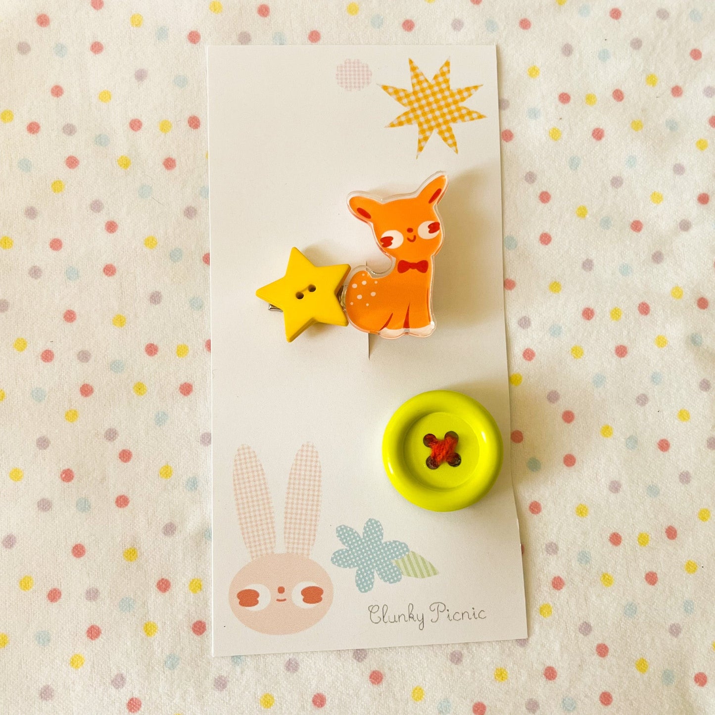 Doe Deer & Button - #14 Hair Clip Set