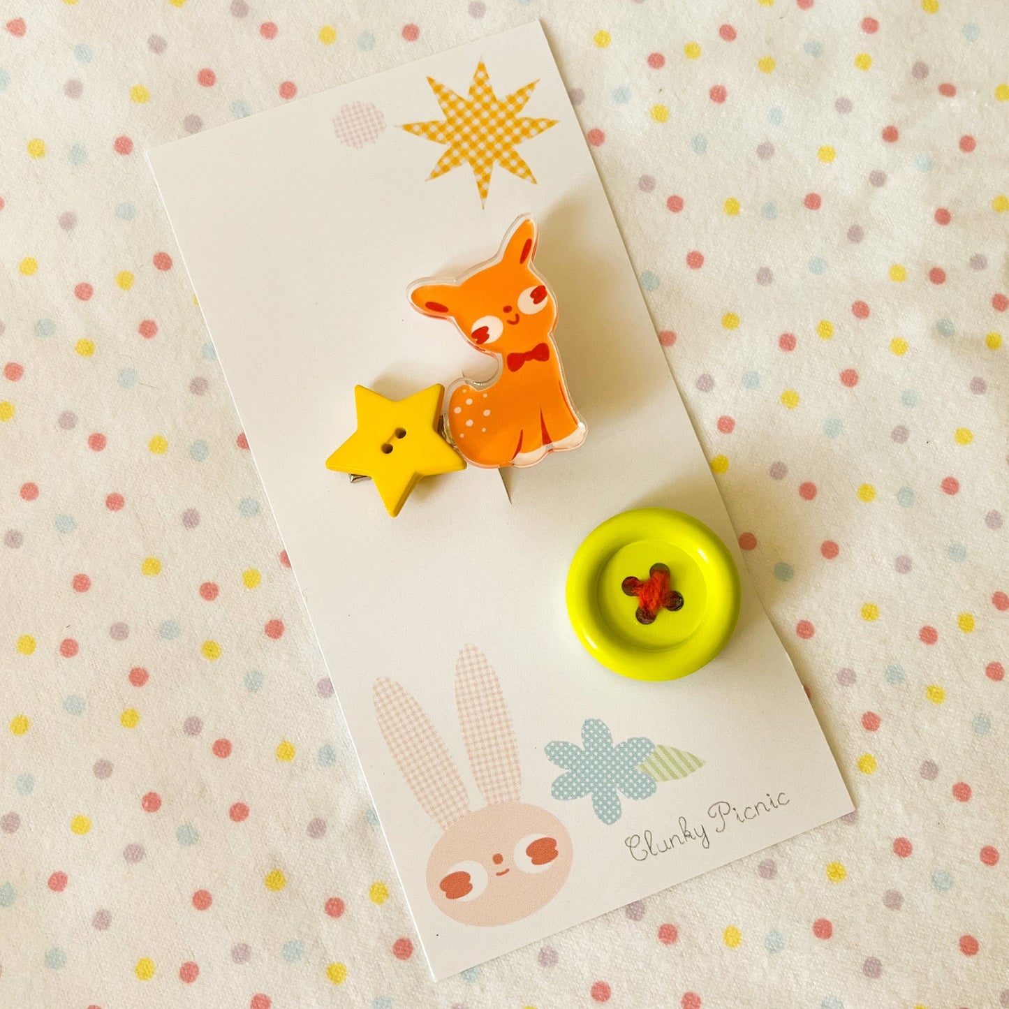 Doe Deer & Button - #14 Hair Clip Set