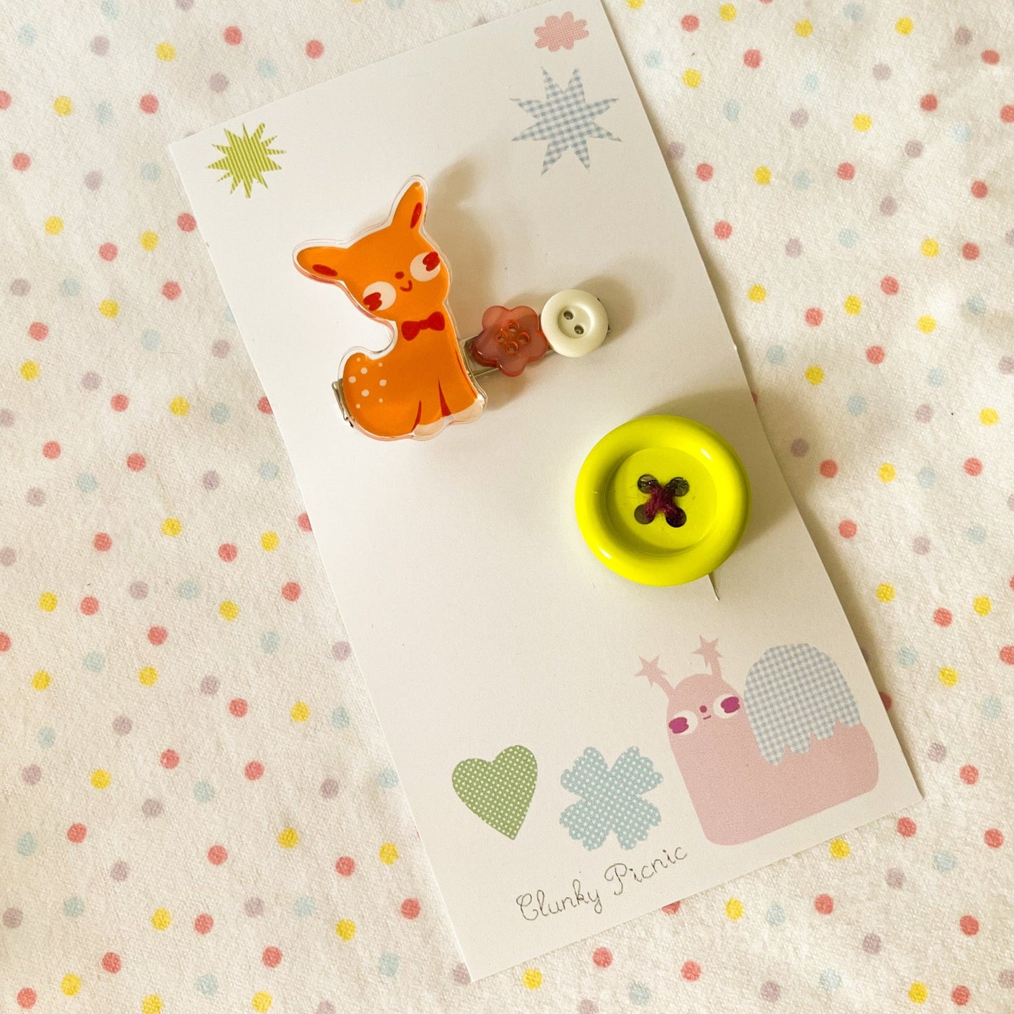 Doe Deer & Button - #17 Hair Clip Set