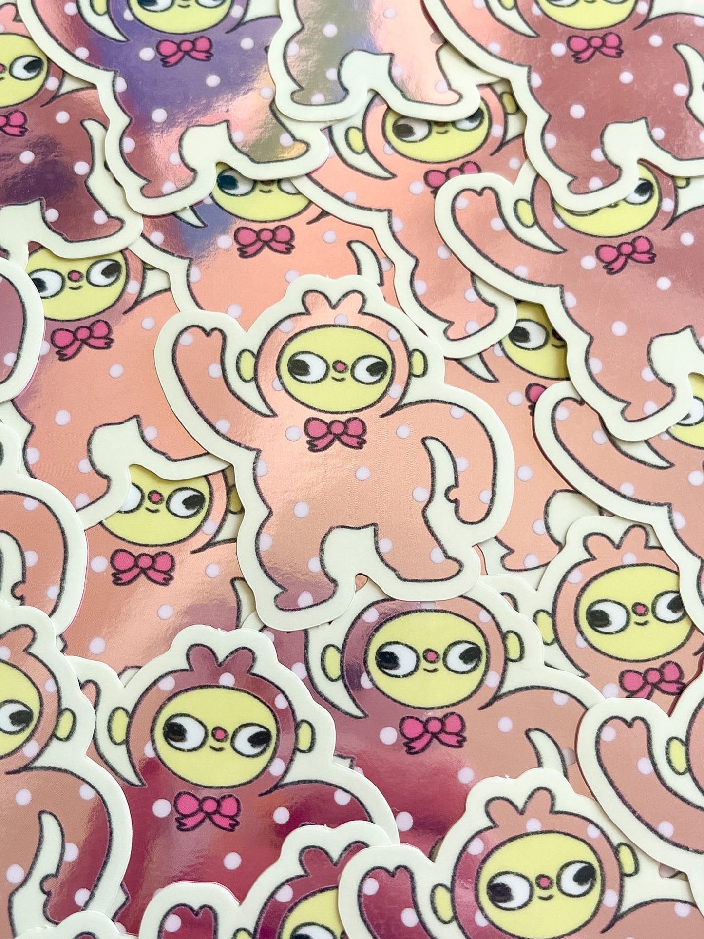 Pink Polka-Dot Monkey Sticker