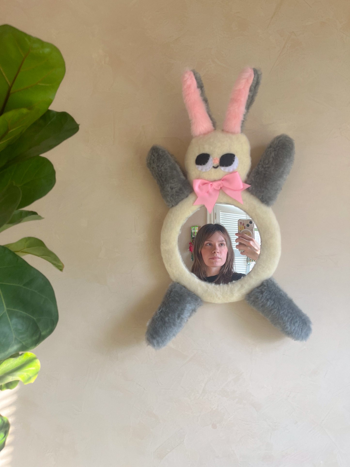 Grey Rabbit • Clunky Picnic Plush Mirror