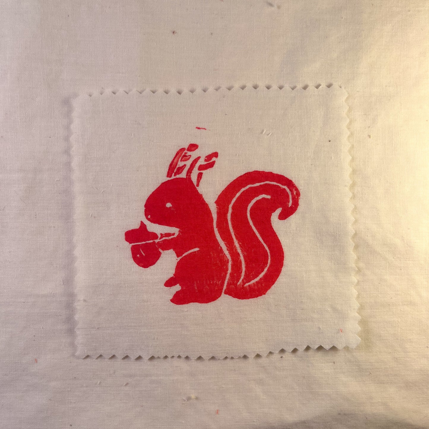 Baby Squirrel ~ Lino Print Patch