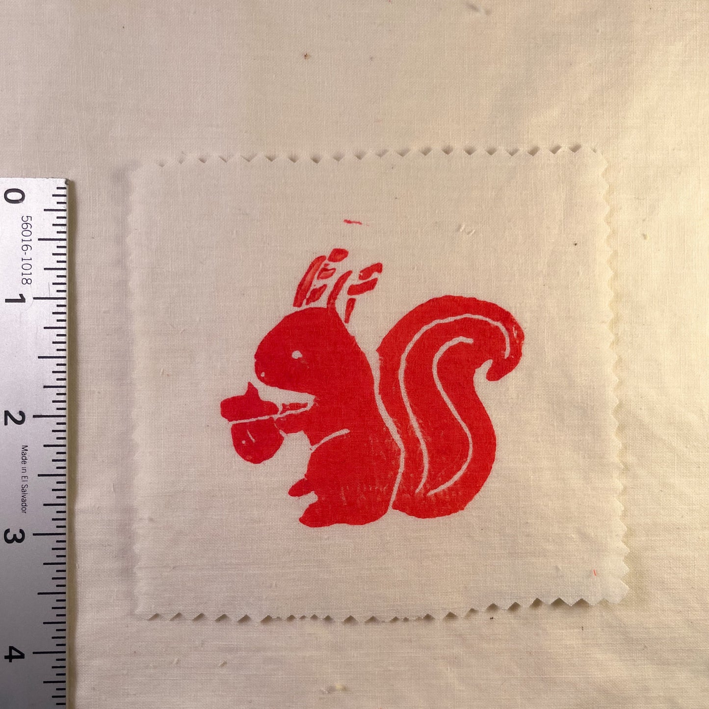Baby Squirrel ~ Lino Print Patch