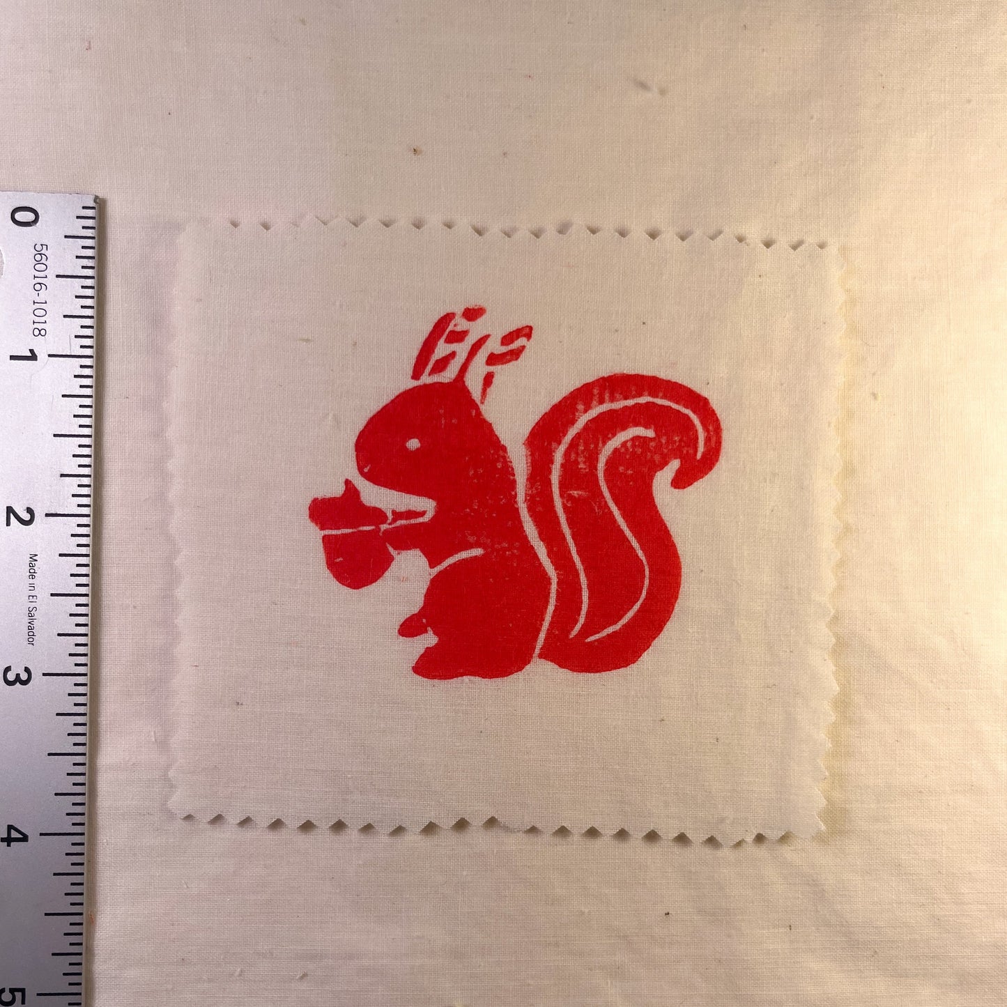 Baby Squirrel ~ Lino Print Patch