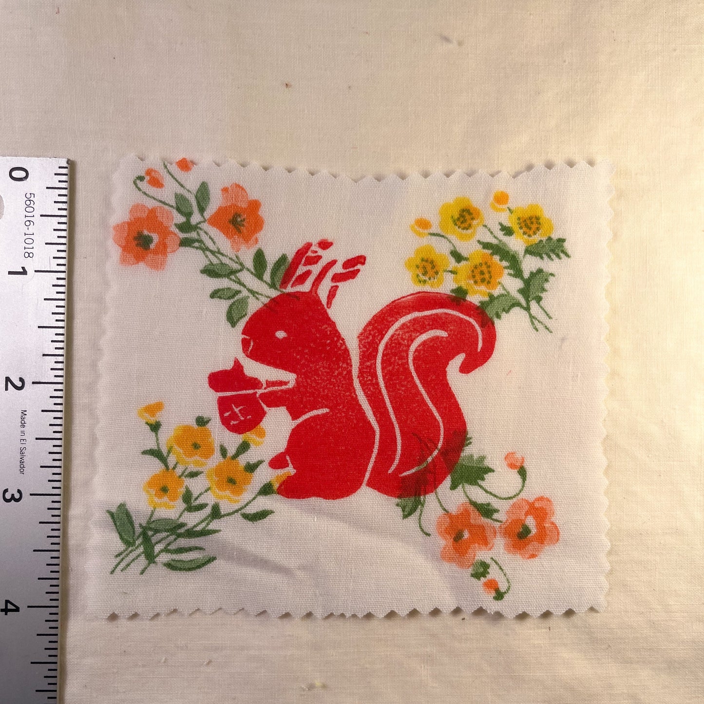 Baby Squirrel ~ Lino Print Patch