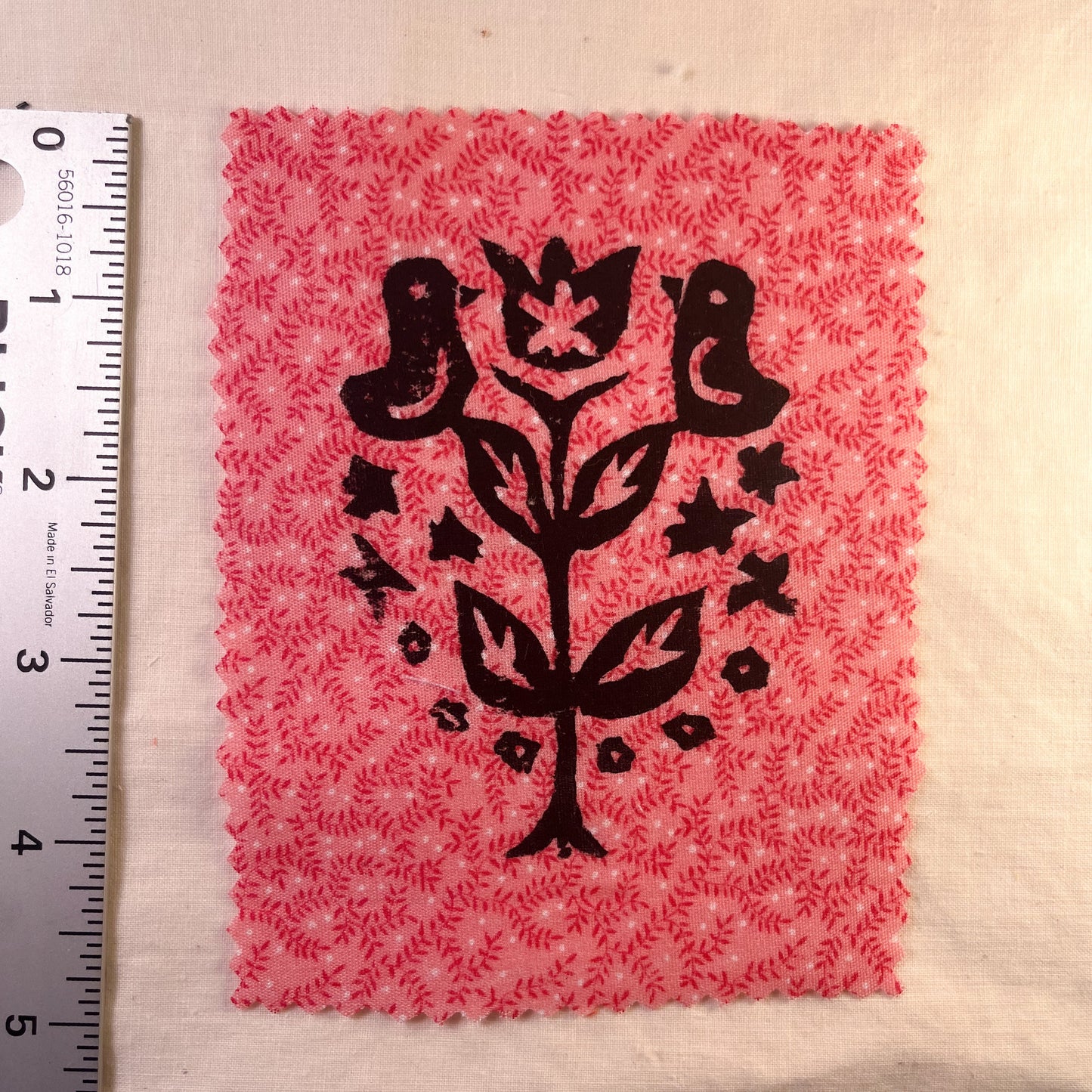 Spring Tulips ~ Lino Print Patch