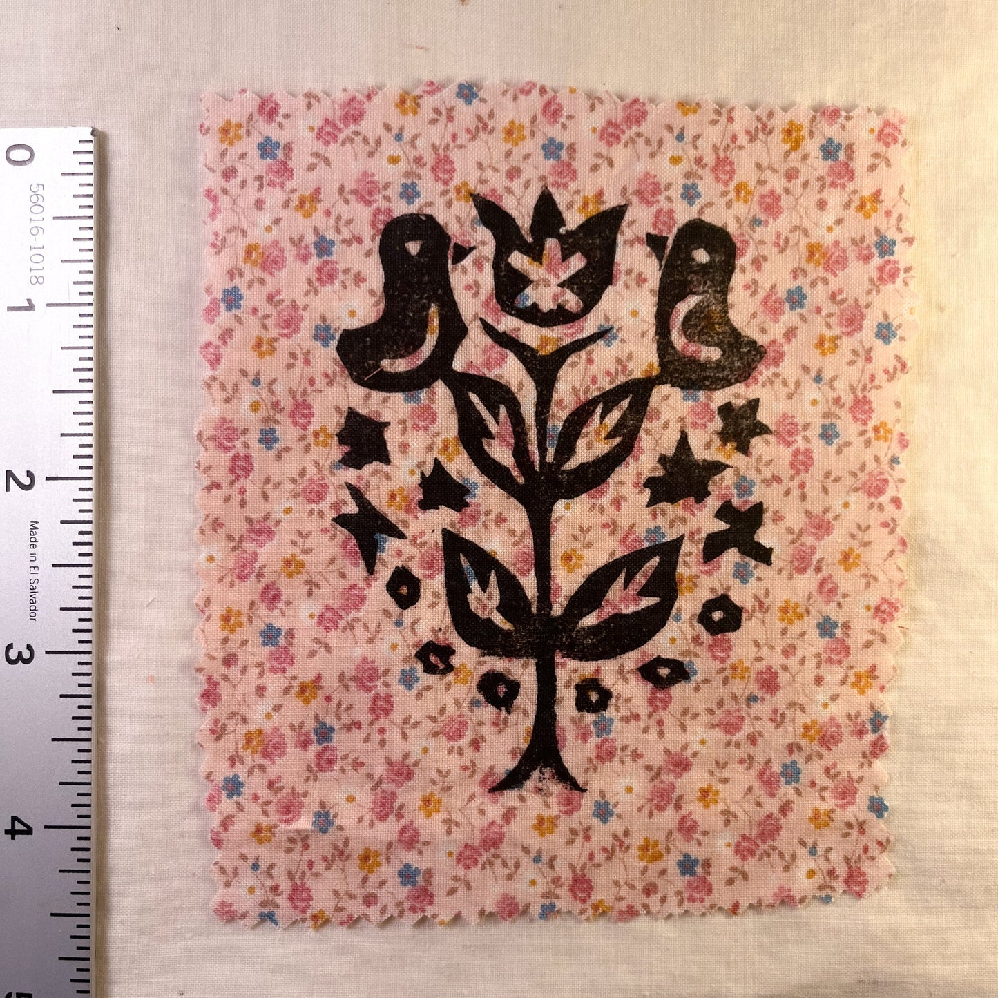 Spring Tulips ~ Lino Print Patch