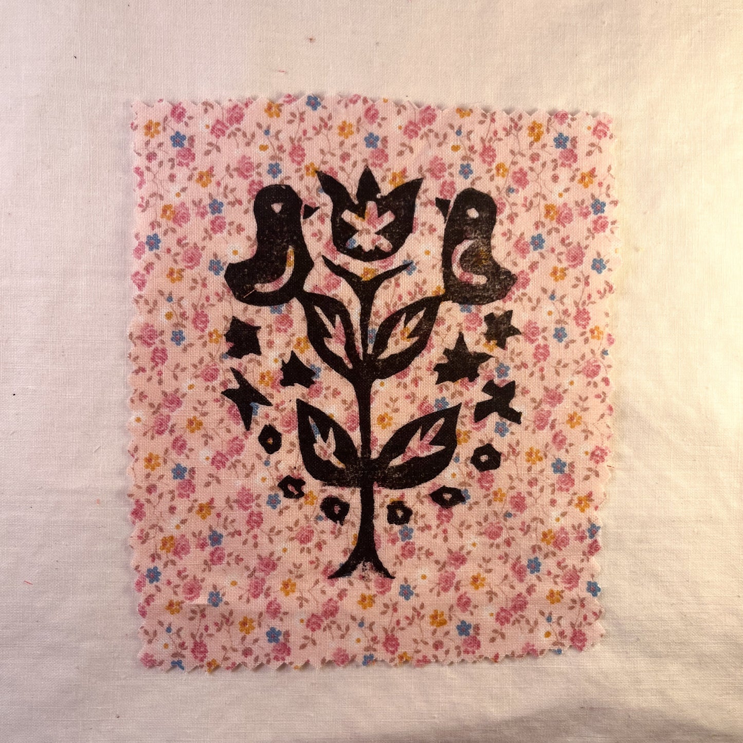 Spring Tulips ~ Lino Print Patch