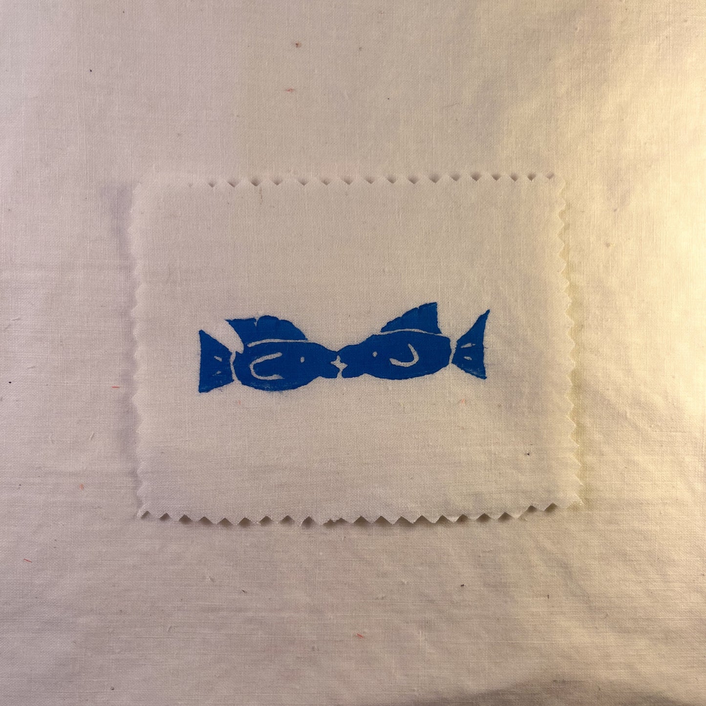 Kiss Fish ~ Lino Print Patch