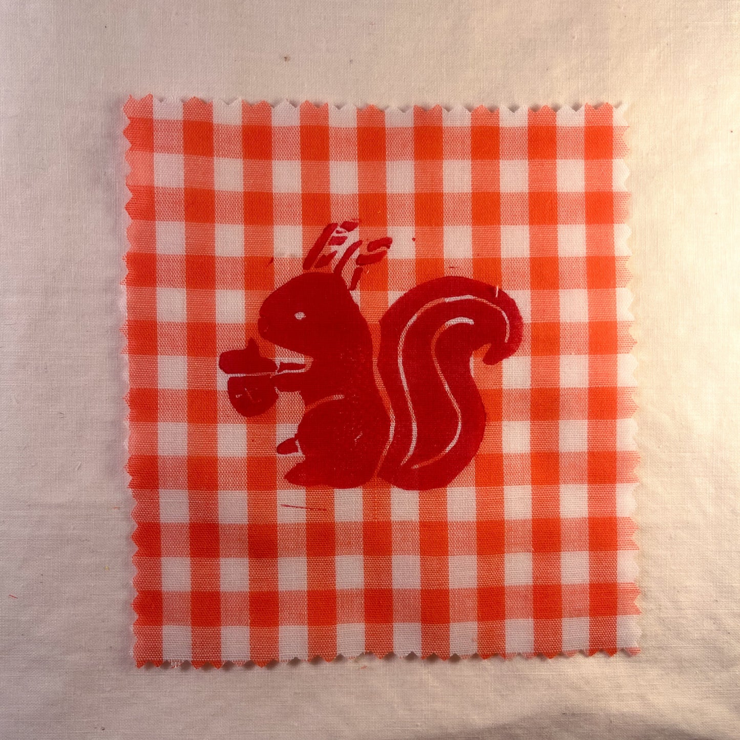 Baby Squirrel ~ Lino Print Patch