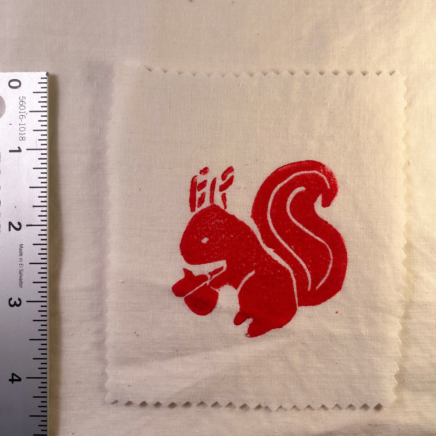 Baby Squirrel ~ Lino Print Patch