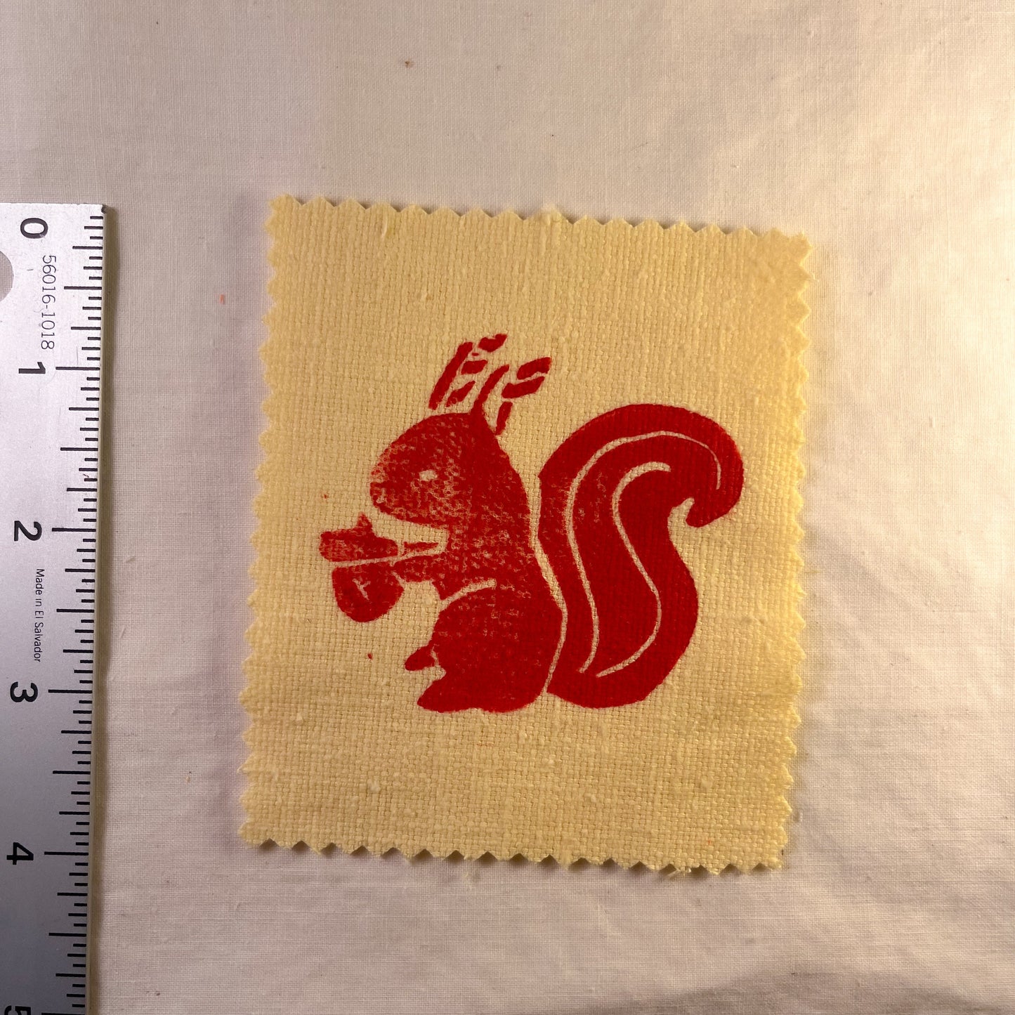 Baby Squirrel ~ Lino Print Patch