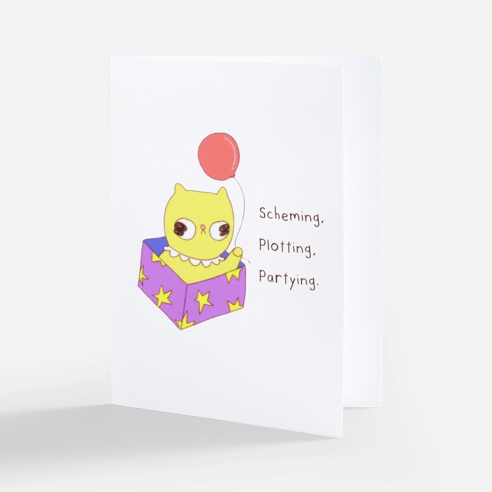Scheming & Plotting Cat Greeting Card