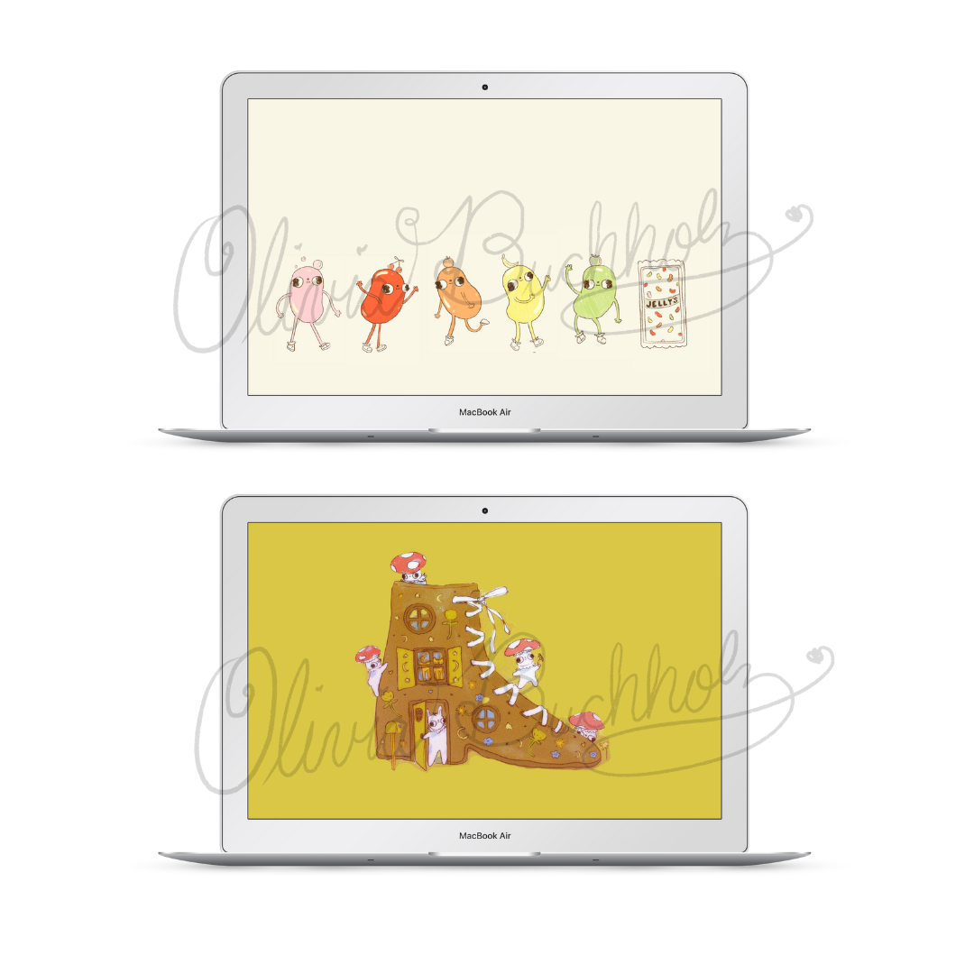 Jellies & Mushrooms! Digital Download Desktop Wallpaper Set