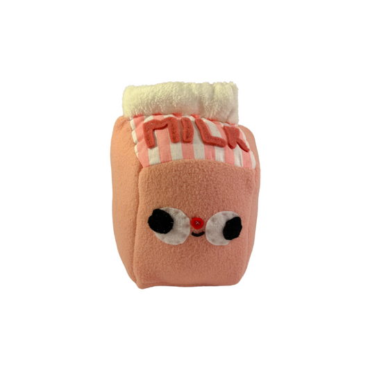 Strawberry Milk Sipper Carton - Clunky Plush Collectible