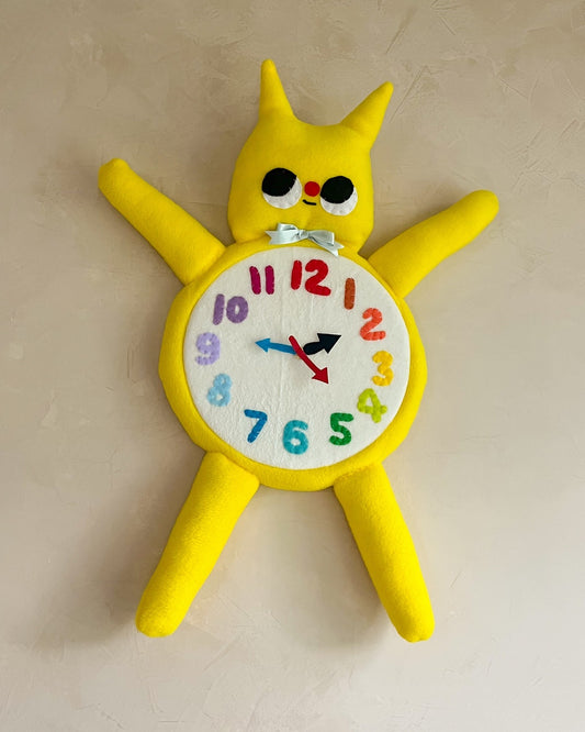 Rainbow Gooby Cat Plushie Friend Clock