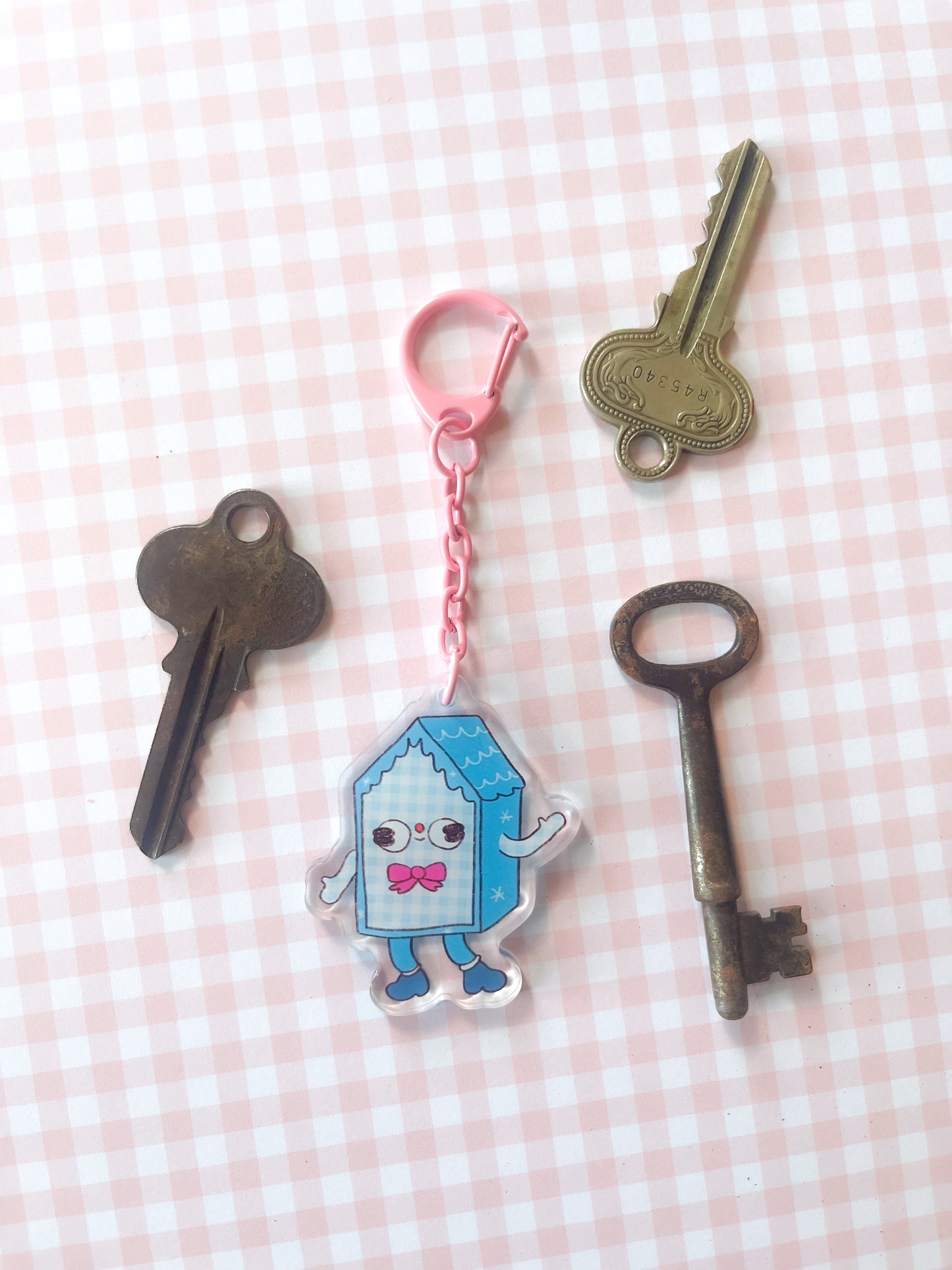 Gingham Cottage Keychain