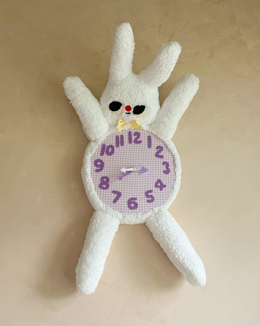 Fuzzy Bunny Plushie Friend Clock