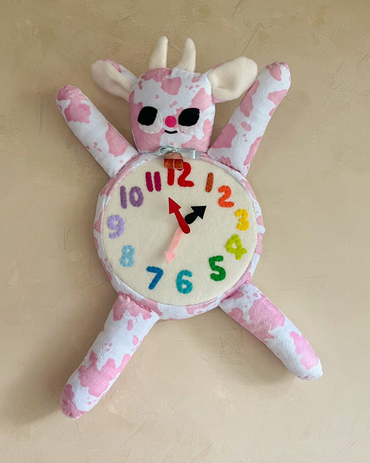 Rainbow Numbers Pinky Cow Plushie Friend Clock