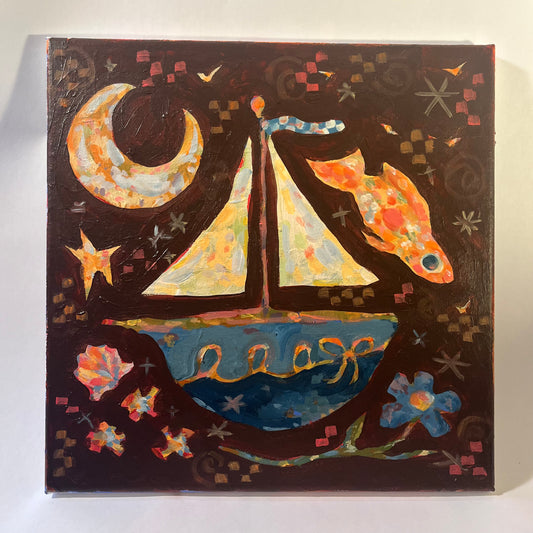 Little Sailboat in the Night - Original Painting