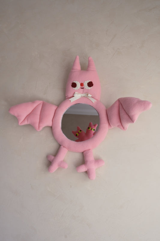 Dusty Taffy Pink Bat • Clunky Picnic Plush Mirror