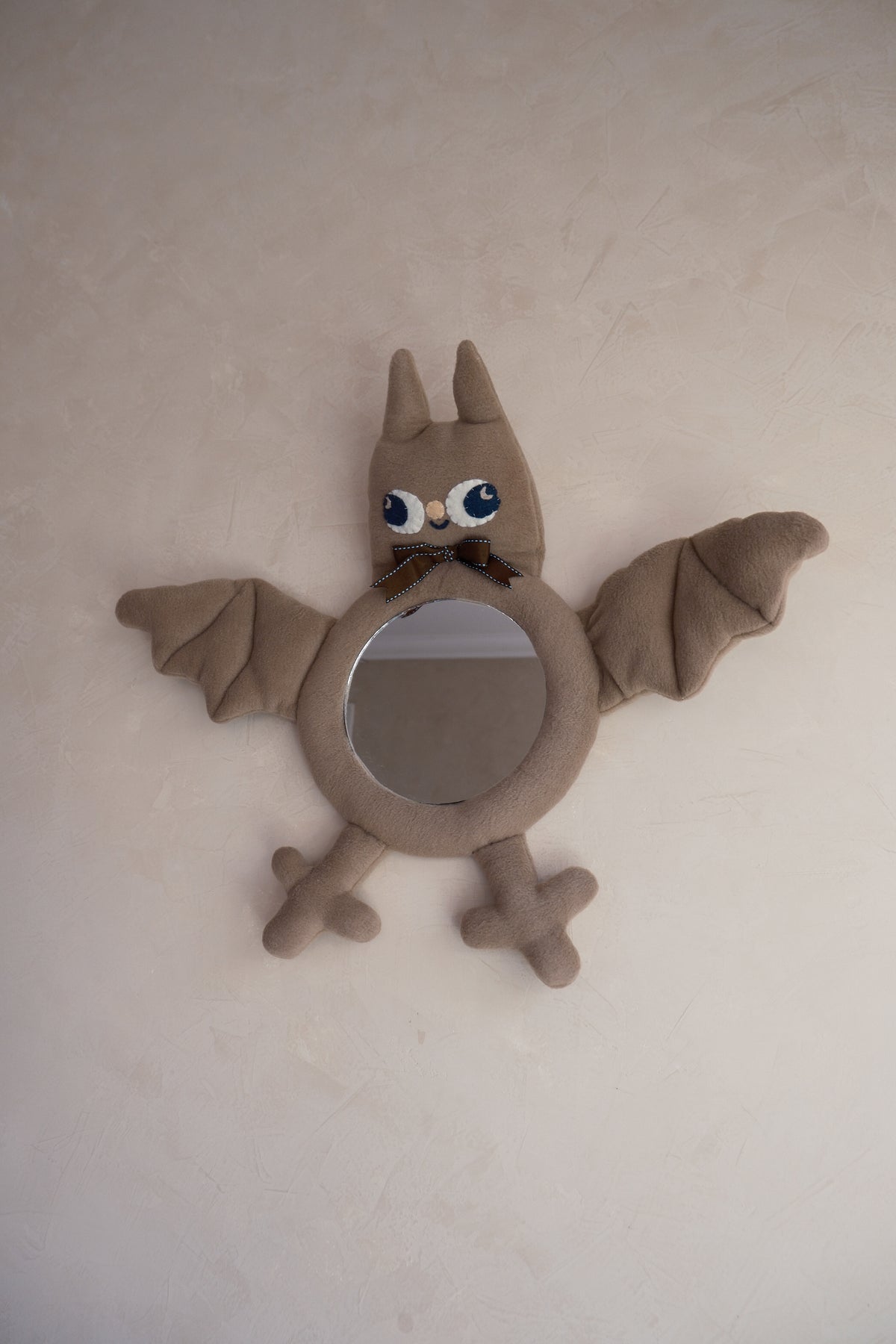 Crescent Mushroom Taupe Bat • Clunky Picnic Plush Mirror