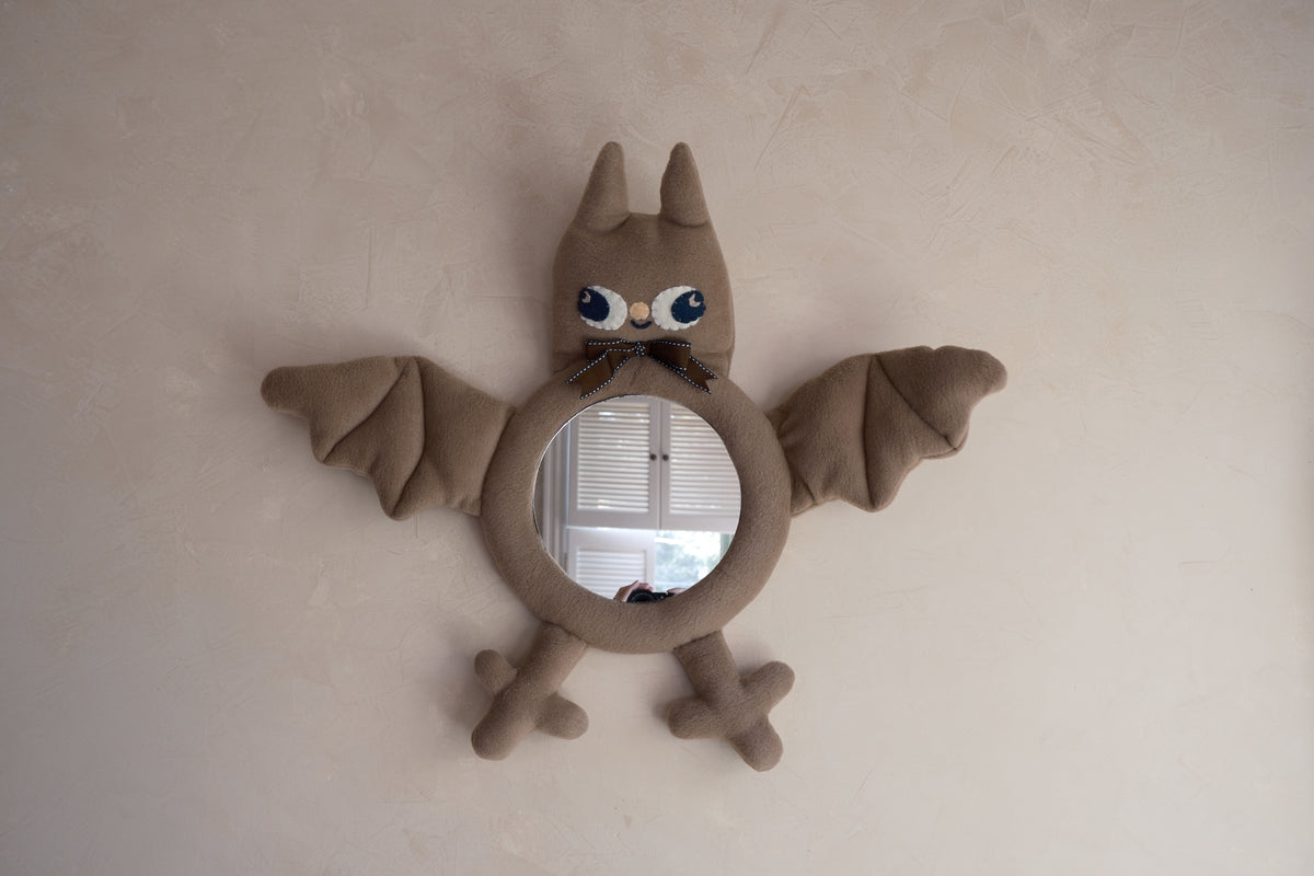 Crescent Mushroom Taupe Bat • Clunky Picnic Plush Mirror