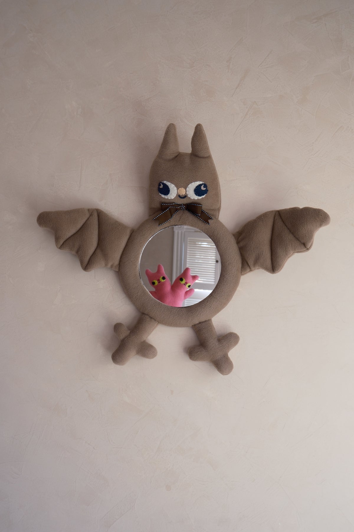 Crescent Mushroom Taupe Bat • Clunky Picnic Plush Mirror