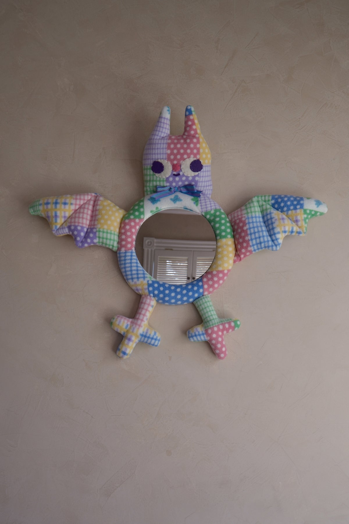 Funky Patchwork Bat • Clunky Picnic Plush Mirror