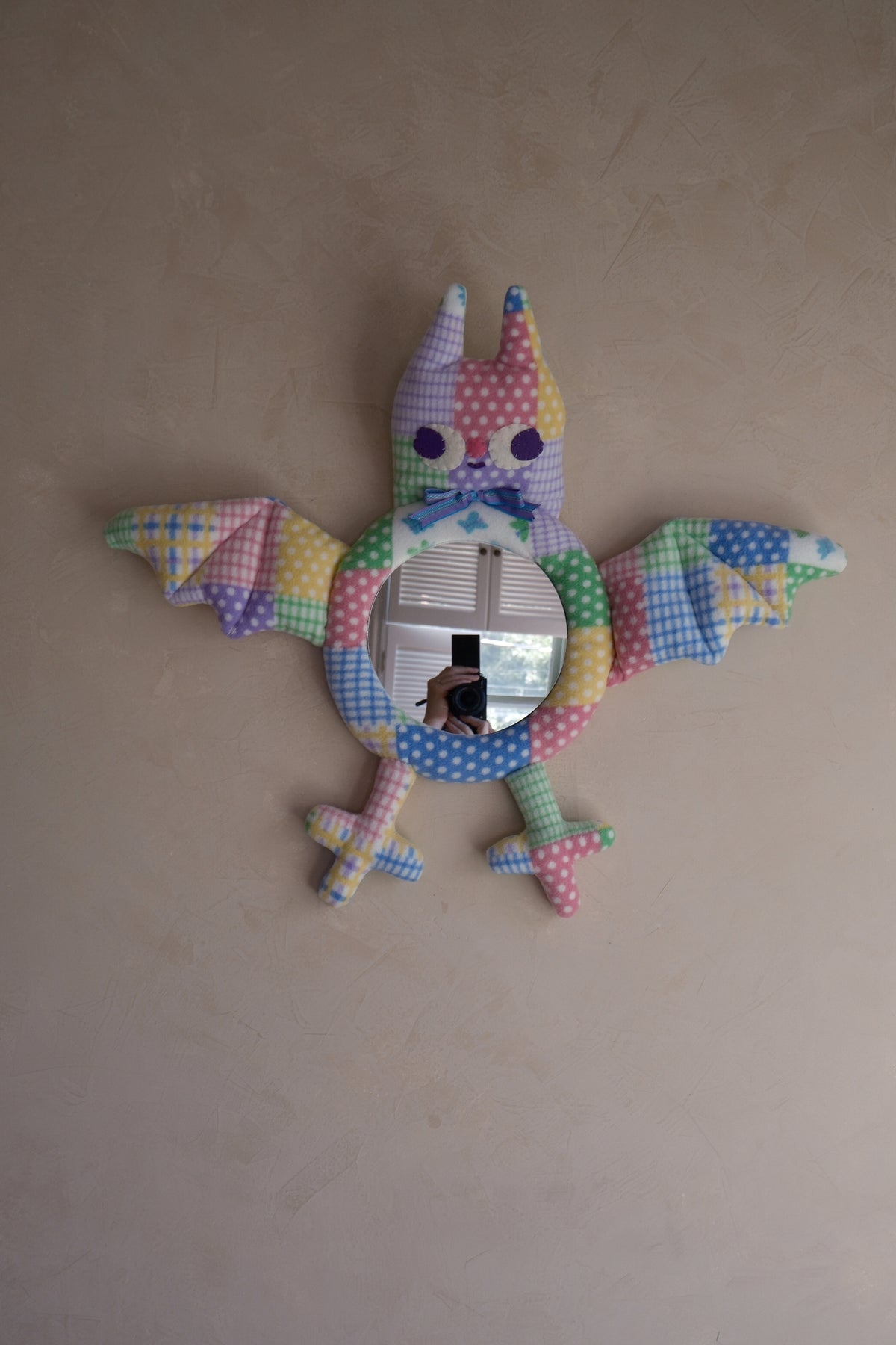 Funky Patchwork Bat • Clunky Picnic Plush Mirror