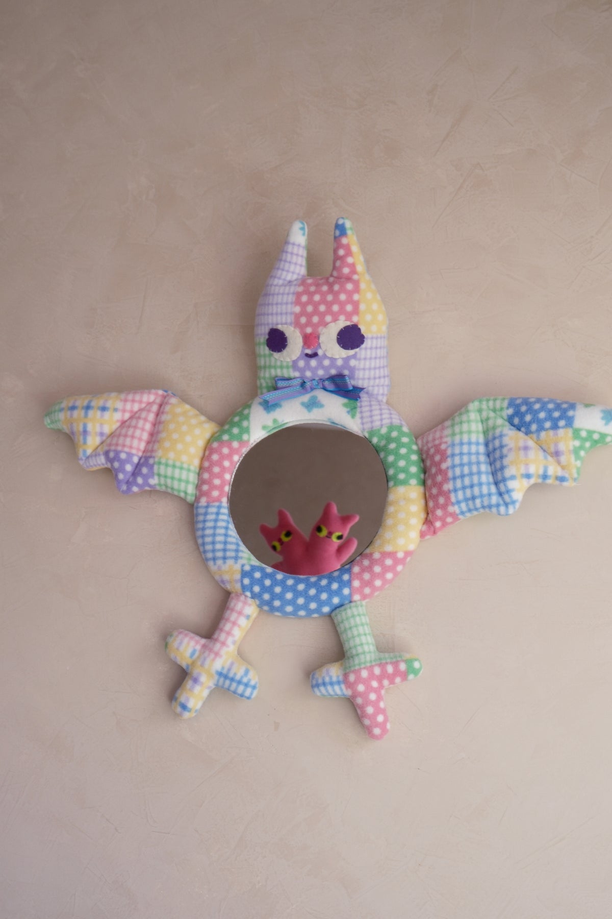 Funky Patchwork Bat • Clunky Picnic Plush Mirror
