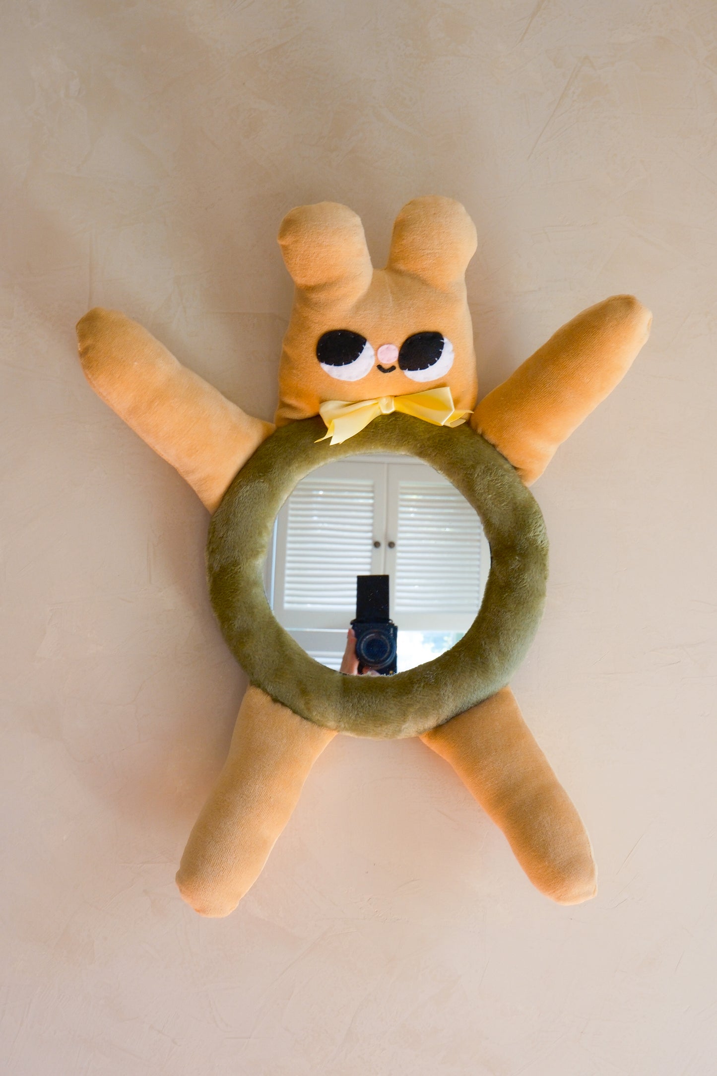 Fuzzy Olive Bear • Clunky Picnic Plush Mirror