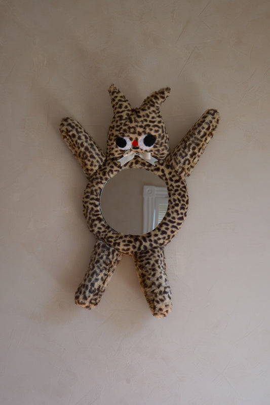 Cheetah With White Bow• Clunky Picnic Plush Mirror