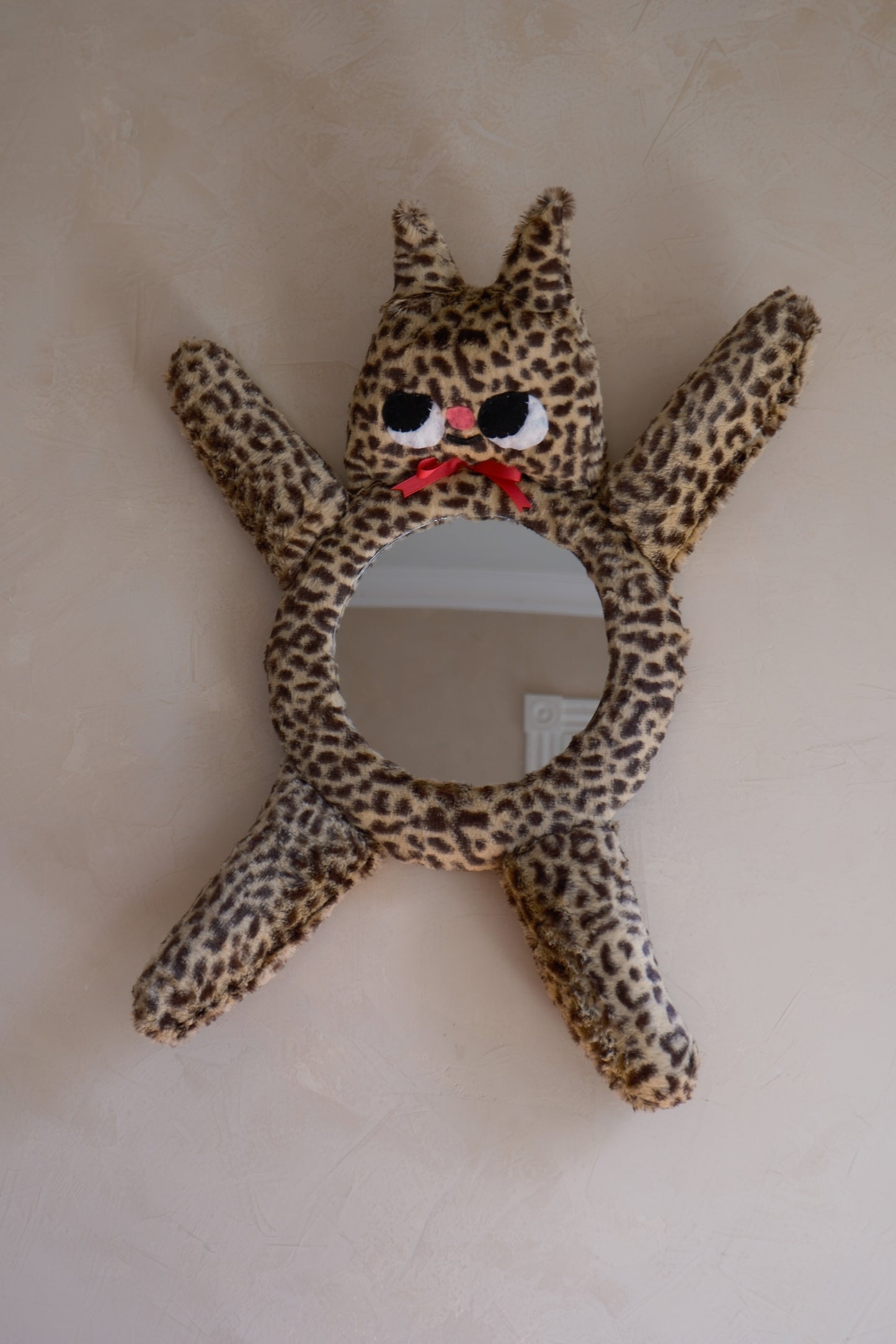 Cheetah with Hot Pink Bow • Clunky Picnic Plush Mirror