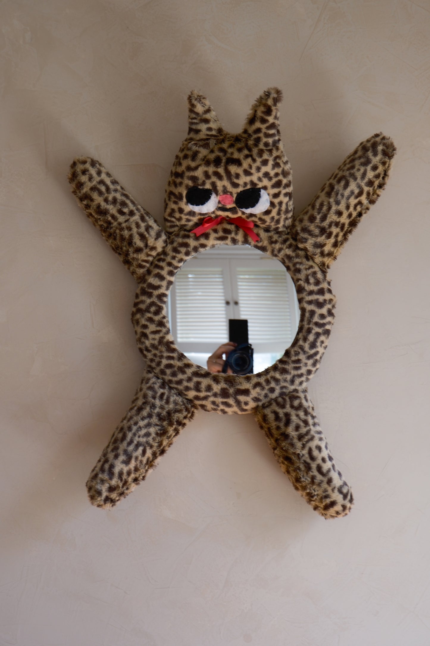Cheetah with Hot Pink Bow • Clunky Picnic Plush Mirror
