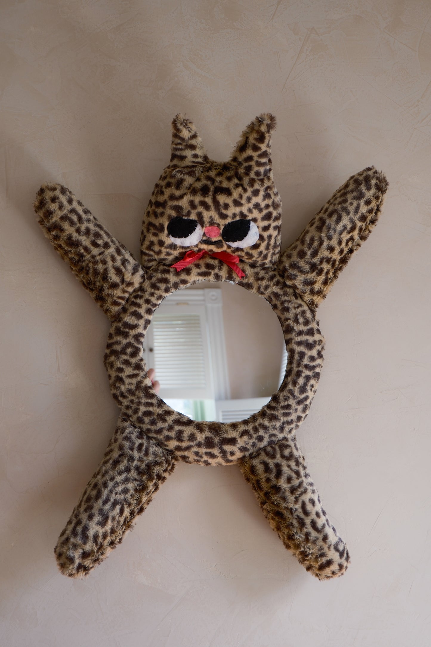 Cheetah with Hot Pink Bow • Clunky Picnic Plush Mirror