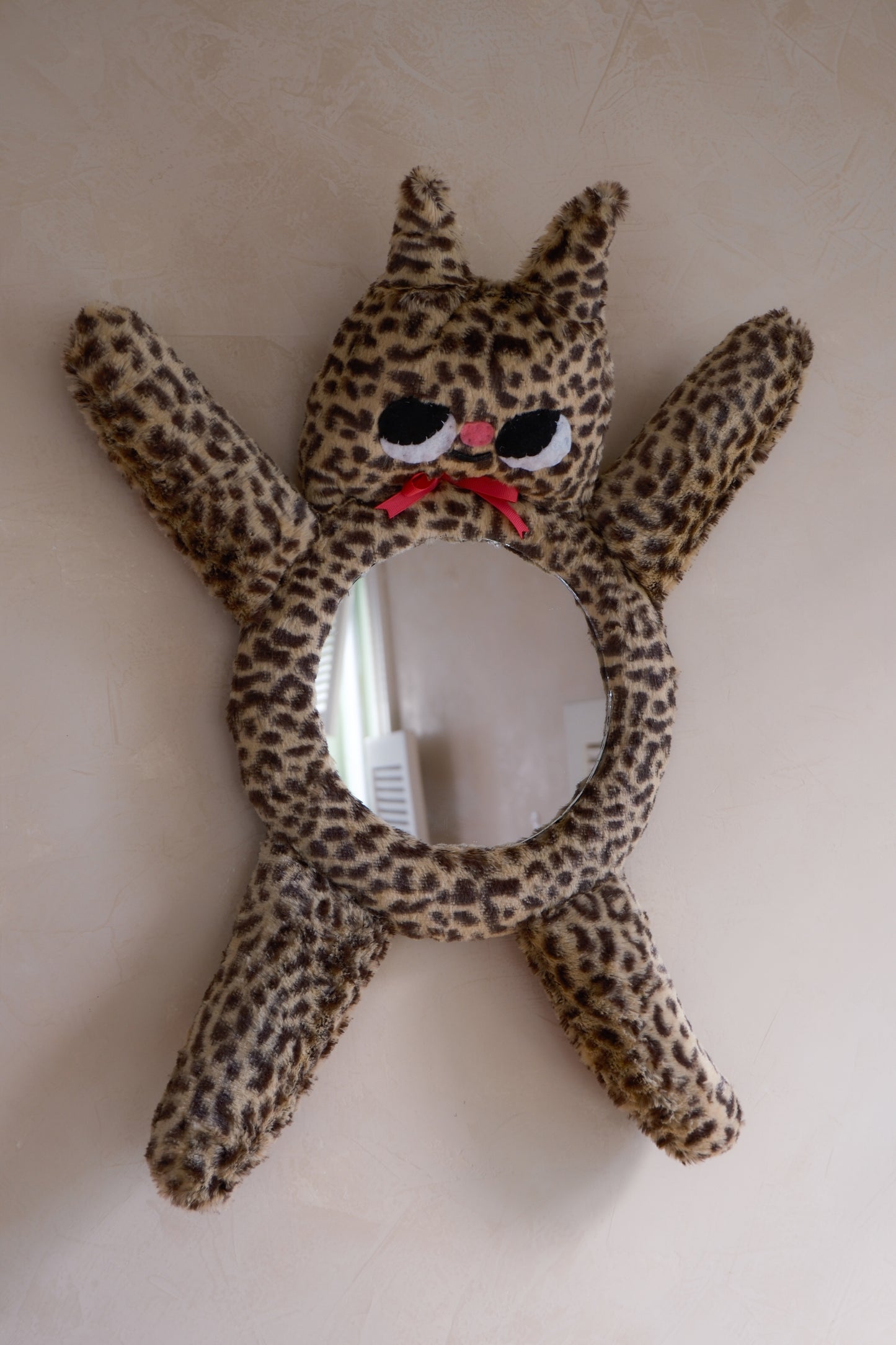 Cheetah with Hot Pink Bow • Clunky Picnic Plush Mirror