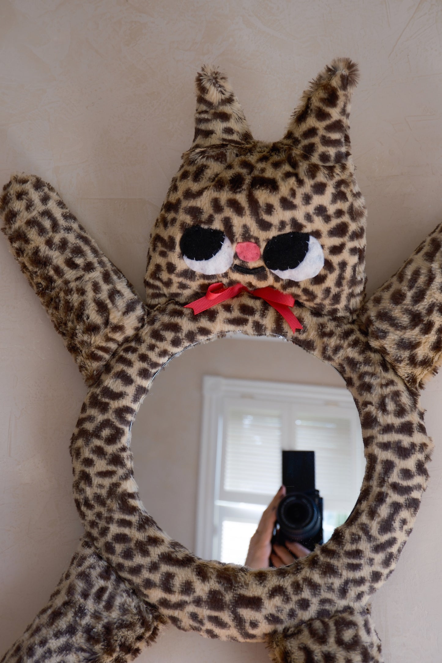 Cheetah with Hot Pink Bow • Clunky Picnic Plush Mirror