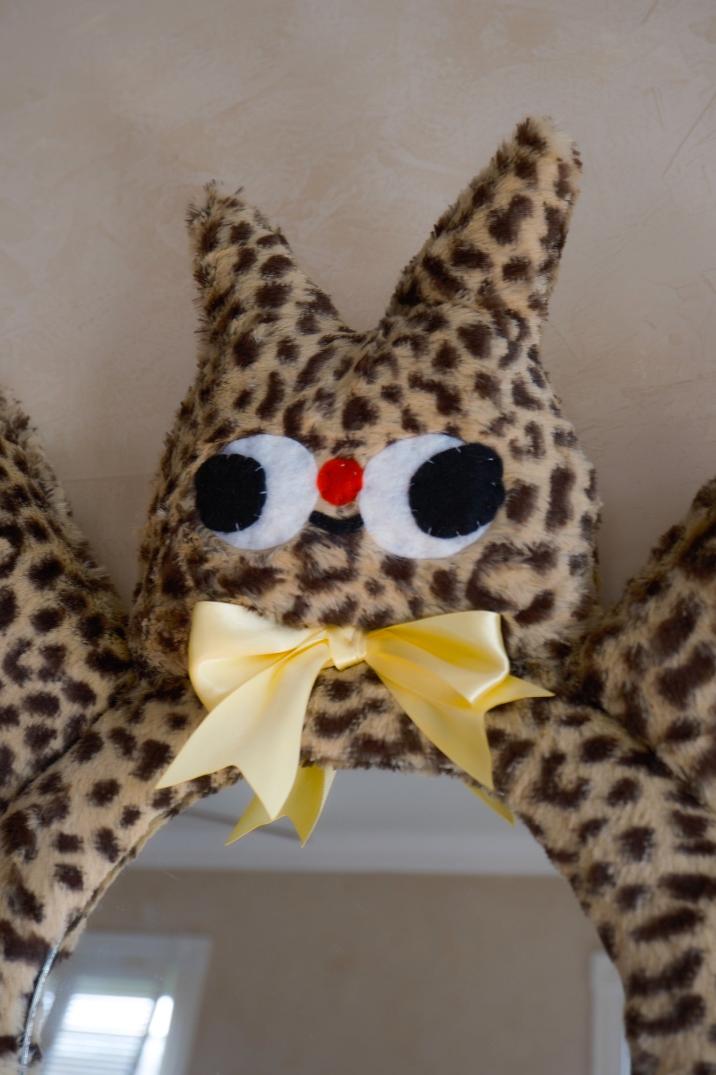 Cheetah With Butter Yellow Bow • Clunky Picnic Plush Mirror
